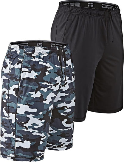 DEVOPS Men's 2-Pack Loose-Fit 10" Workout Gym Shorts with Pockets