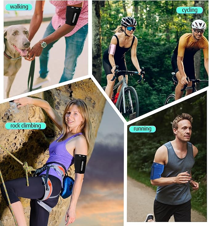 HiRui Running Armband Sleeve Universal Sports Armband Cell Phone Holder Armband for Exercise Workout, Compatible with iPhone 16/15/14/13/Plus/Pro Samsung Galaxy All Phones (S, Pink)