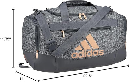 adidas Unisex Defender 4.0 Gym Duffel Bag for Men and Women, Jersey Onix Grey/Rose Gold/Onix Grey, Small (38L)