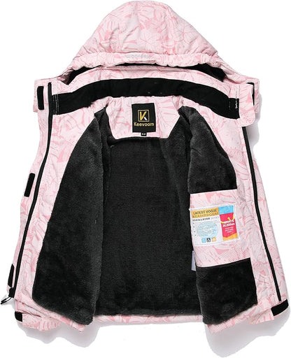 Keevoom Girl's Ski Jacket Winter Warm Thick Snow Coat Windproof Kids Outdoor Hooded Jackets