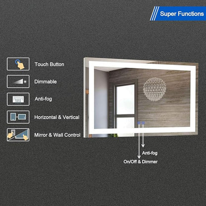 Led Bathroom Mirror with Lights 40 x 28 Inch