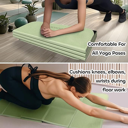 Foldable Yoga Mat 12mm Extra Thick Joint Protection,Portable Design for Travel/Pilates/Board/Camping,Environmental Sports Mat Non-Slip Gym Mat,Odorless POE Material