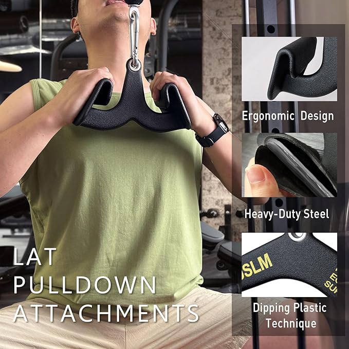 Lat Pulldown Bar - T Bar Row & Tricep Attachment for Home Gym Exercise