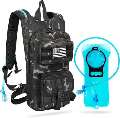 Hydration Backpack, Tactical Molle Water with 2L TPU Water Bladder, for Men Women Lightweight Water Backpack, Hydration Pack for Hiking, Biking, Climbing and Hunting