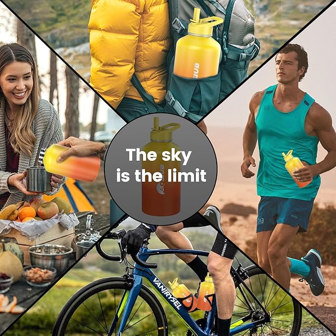 Insulated Water Bottle 40 oz, Triple Wall Vacuum Stainless Steel(Cold for 48 Hrs),Leak Proof & BPA-Free,Simple Modern Water Bottle with Drink-Through Lid & Flip Straw for Sports & Travel, Sunset