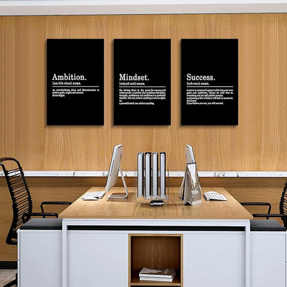 Inspirational Canvas Painting Wall Art -EPHANY ART,Mindset Quotes Prints, Success Framed Entrepreneur Poster Positive Quotes Wall Poster for Home Office Workplace (M-3pcs,12x16inchx3pcs)
