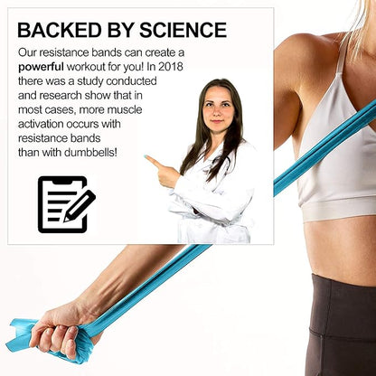 7Ft Long Resistance Bands for Stretching - Resistance Bands Set with Door Anchor - Exercise Bands Including Carry Pouch, E-Book & App - Latex-Free Workout Bands