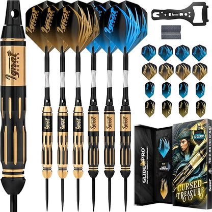 IgnatGames Premium Steel Tip Darts – 3/6/12 Pack Brass Barrels with Aluminum Shafts, 16 GlideXPro Flight Set, Tool Kit & Giftable Case