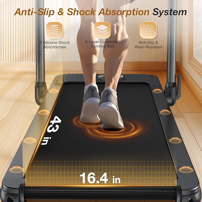 WELLFIT 10% Incline Foldable Walking Pad Treadmill with Handle Bar for Home, 360 LBS Capacity, 7.6MPH Max Speed,Wide Shock Absorbing Deck, 3.0HP Low Noise, for APP/Mute Remote