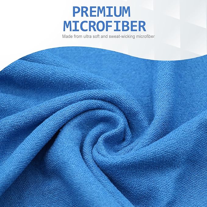 Eunzel Yoga Towel,Hot Yoga Mat Towel with Grip Dots Sweat Absorbent Non-Slip for Hot Yoga, Pilates and Workout 24" x72", Blue