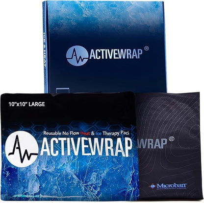 Ice Pack for Injuries Reusable, Hot Cold Packs for Pain Relief, First Aid & Injury Recovery. Individual Pack Cover Included for use in ActiveWrap Hip, Knee or Back Ice Wraps Lg, 10 x 10 inches