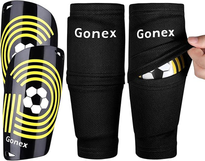 Gonex Soccer Shin Guards for Kids Adult, Youth Boys Girls Shin Guards Slip in Soccer Shin Pad Sleeves Canilleras for Football Games, EVA Cushion Protection Reduce Shocks & Injuries