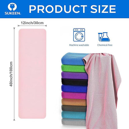 Sukeen 4 Pack Cooling Towel (40"x12") for Sweat, Quick-Drying Neck Cooling Wraps, Soft & Breathable Chilly Sports Towel for Yoga, Sport, Running, Workout, Cooking, Microfiber