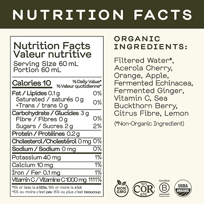 Greenhouse Juice Organic Farma-C+ Wellness Shots Vitamin C Immune Shot Cold-Pressed with Orange, Acerola Cherry, Sea Buckthorn Berry and Fermented Echinacea | Vegan & Gluten-Free (2 Oz, Pack of 12)