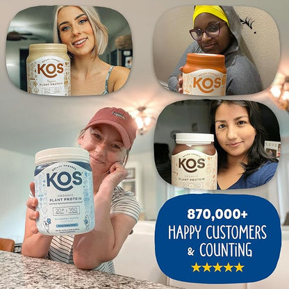 KOS Plant Based Protein Powder, Blueberry Muffin - Organic Pea Protein Superfood with Spirulina and Immune Support Blend. Soy, Gluten, Dairy Free - Vegan Meal Replacement for Women & Men - 15 Servings