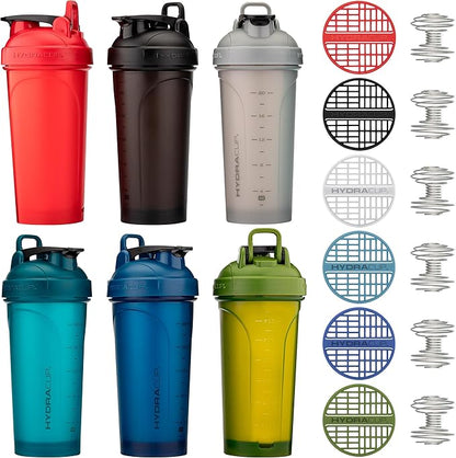 Hydra Cup ProFlow Shaker Bottles 6-Pack (28oz) | Protein Shaker Cups with Whisk Ball, Leak-Proof Lid, Hidden Carry Handle | BPA-Free Gym Mixer for Protein Powder, Mixing Supplements, Fresh Colors
