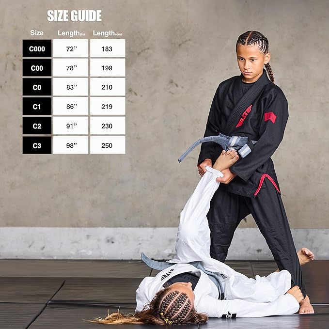 Elite Sports Kids Brazilian Jiu Jitsu Belts Preshurunk Martial Arts Youth BJJ Belts for Girls & Boys with BJJ Ranking Stripes