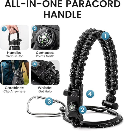 128oz Insulated Water Bottle, Triple Wall Vacuum Stainless Steel Water Bottles - Keeps Cold 48H, Reusable One Gallon Flask Jug for Gym, Sports, Camping, Hiking,Travel, Black Speckled