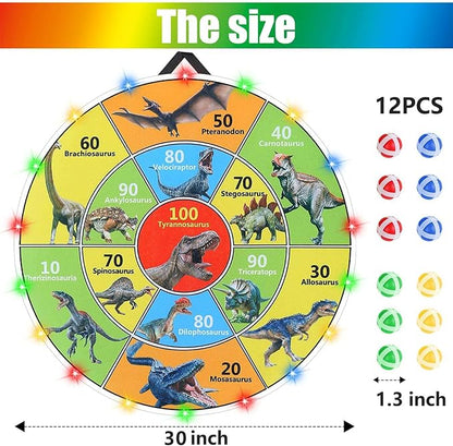 30 Inch LED Dart Board Kids Game,12PCS Sticky Balls,Indoor/Outdoor Sports Carnival Yard Party,Suitable for 3 4 5 6 7 8 9 10 11 12 Years Old Boys and Girls Birthday Gifts Dinosaur Toys