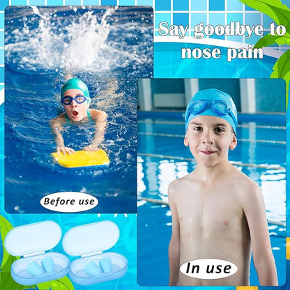 2 Pack Nose Plugs for Swimming for Adults and Kids (Age 7-12), Waterproof Soft Silicone Swimming Protectors Nose Block Nostril Plugs for Swimmers Surfers Water Sports