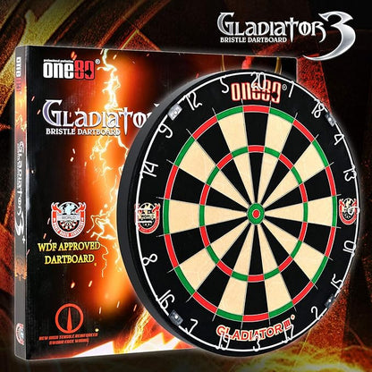 Gladiator Dartboard with Top-Grade African Sisal and Sword Edge Staple Free Wire Spider for Maximum Scoring Potential and Less Bounce Outs