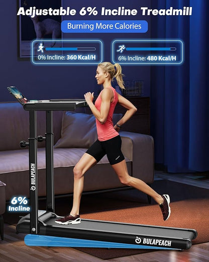 Walking Pad with Incline, 3 in 1 Under Desk Treadmill with Handle Bar Removable Desk Workstation & Device Holder, 3.5HP Foldable Treadmills with 300lbs Capacity for Home Office