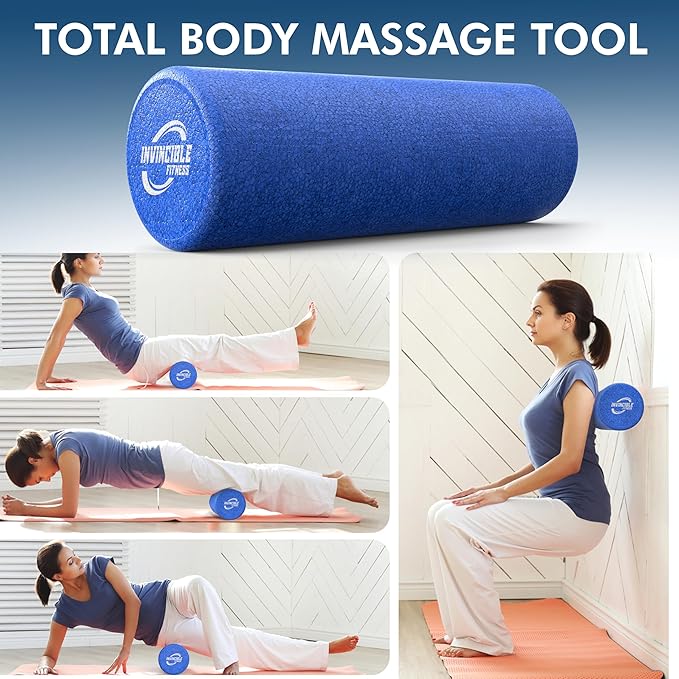Invincible Fitness EPP Foam Roller for Deep Tissue Massage – Enhance Recovery, Relieve Pain, and Boost Mobility for a Stronger, Healthier You (Blue)