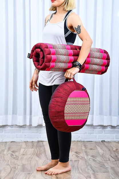 Leewadee Zabuton Seating Cushion – Square Floor Seat for Meditation Exercises, Light Yoga Mat Filled with Kapok