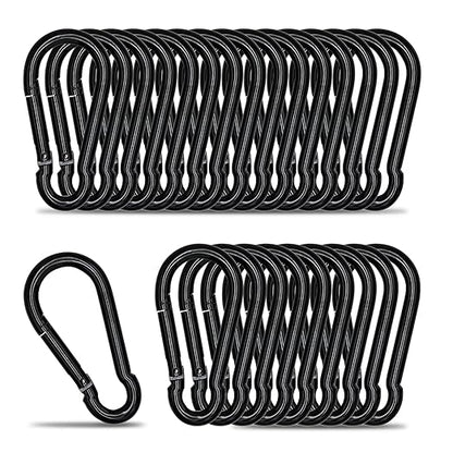 KINLINK 25 Pack Black Carabiner Clip, 1.57 inch Heavy Duty Spring Snap Hook, Small Caribeener Clips for Outdoor Camping, Swing Set, Hammock, Hiking Travel, Fishing, Quick Link Keychain