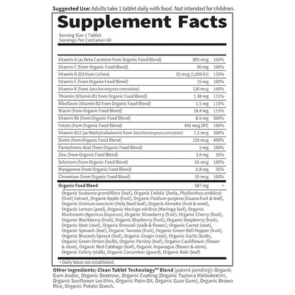 Garden of Life Once Daily Whole Food Multivitamin for Men, Organic Mens Vitamins & Minerals, Vitamin C, Zinc, Vegan, for Health & Well-Being, 60 Tablets