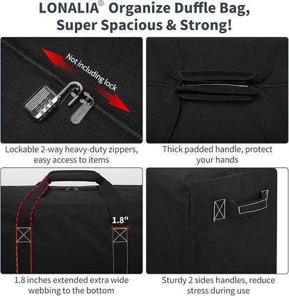 48 Inch Duffle Bag for Travel Camping - 165L Extra Large Heavy Duty Duffel Bag, Sport Equipment Storage Bag with 2 Sides Handles-Black