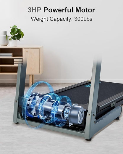 Treadmill with Auto Incline - 300 lb Capacity, 3.0HP Folding Electric Treadmill Up to 8.5 MPH Speed, Running Machine with 17.5" Wide Tread Belt and Bluetooth Speaker for Home Use