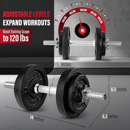Yes4All Old School Adjustable Dumbbell Set with Weight Plates, Star Lock Collars/Connector, 40lbs to 200lbs Adjustable Weight Plates Set