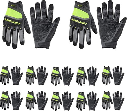 HANDLANDY Mens Work Gloves Touch screen, Utility Mechanic Gloves, Flexible Breathable Fit- Padded Knuckles & Palm