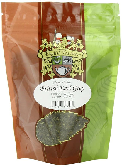 English Tea Store Loose Leaf, British Earl Grey Flavored White Tea, 2 Ounce