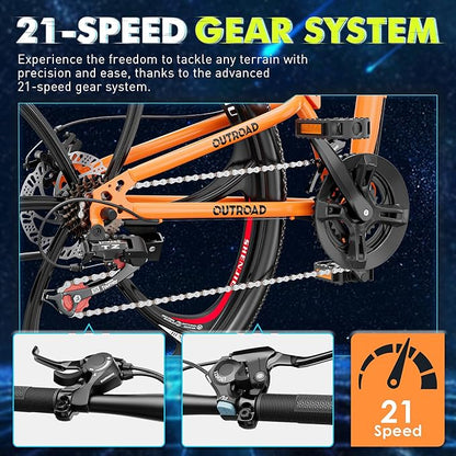 26 Inch Folding Mountain Bike, 21 Speed Full Suspension Bicycle with High-Carbon Steel, Dual Disc Brake Non-Slip Quick Release tire Folding Bicycle for Adults/Men/Women