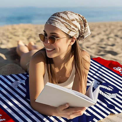 JML Personalized Beach Towel with Name, Custom Anchor Beach Towel, Customized Microfiber Pool Towel, Quick Dry & Absorbent Swim Towel for Adult,Anniversary, Birthday, Summer Holiday,Vacation