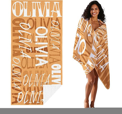 JML Personalized Beach Towel with Name, Custom Beach Towel with Name, Customized Microfiber Pool Towel, Quick Dry & Absorbent Swim Towel for Adult,Anniversary, Birthday, Summer Holiday,Vacation