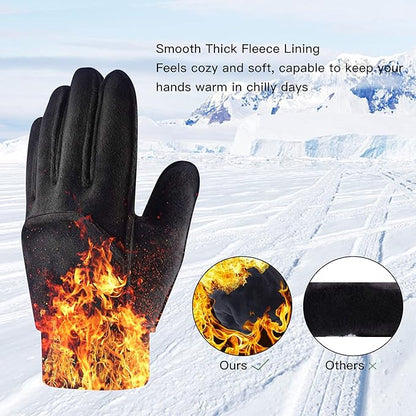 Kids Winter Gloves Thick Soft Fleece Warm Touch Screen Anti-Slip for Boys Girls 3-15 Years Cycling School