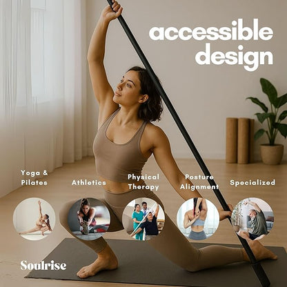 Yoga Stick for Mobility Exercise, Stretching, Pilates, Physical therapy, Fitness and other Workout - Adjustable 5 ft Pole will fix Posture, Stretch, Balance and Flexibility Training - Incl free E-book