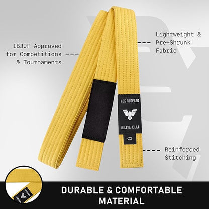 Elite Sports Kids Brazilian Jiu Jitsu Belts Preshurunk Martial Arts Youth BJJ Belts for Girls & Boys with BJJ Ranking Stripes