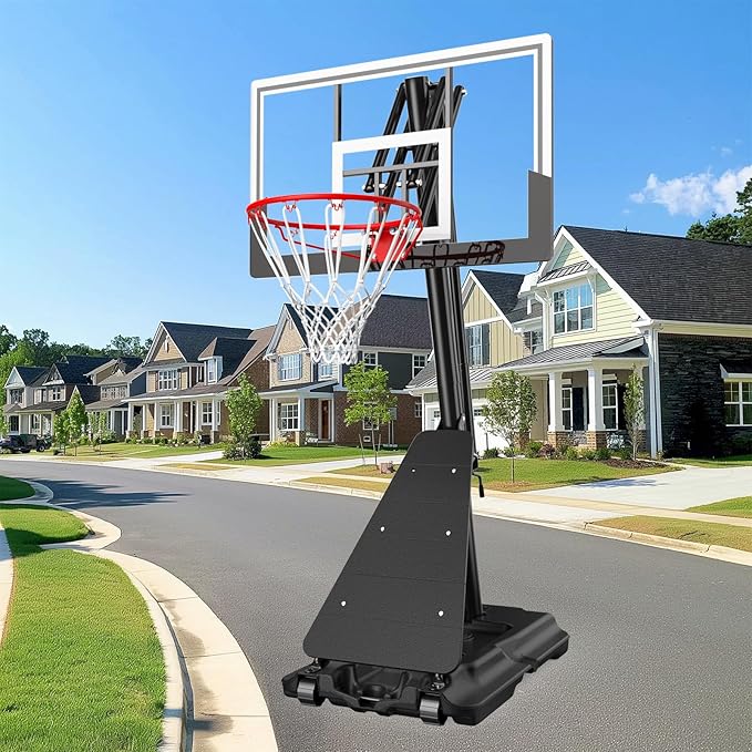 IGL In ground Basketball Hoops Outdoor, 10ft Height Adjustable Basketball Goal In ground with Shatterproof Backboard and Pro-Style Rim