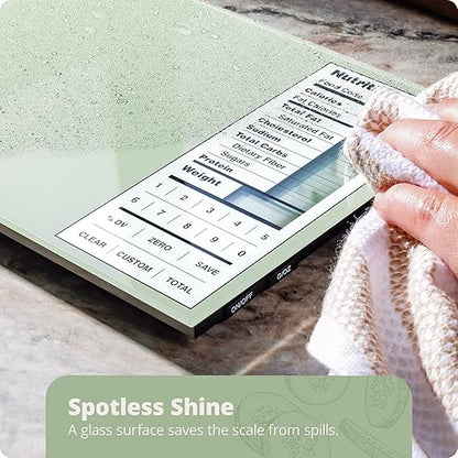 Greater Goods Nutrition Scale with Food Grade Glass, Perfect for Calorie Counting, Meal Prep, and Weight Loss (Sage Green)