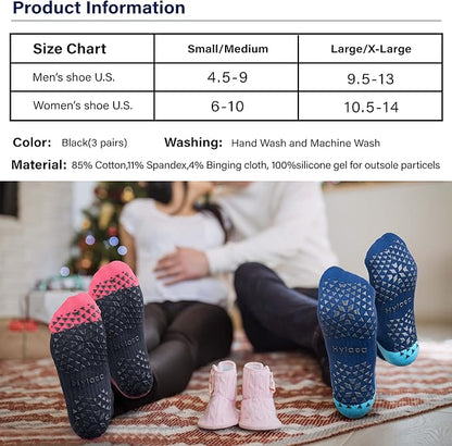Hylaea Unisex Non Slip Socks with Grip for Yoga, Hospital, Pilates, Barre | Ankle, Cushioned