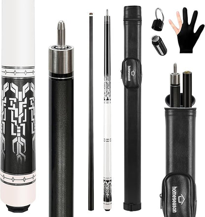 HomeSeason Glass Fiber Pool Cue 58" Professional Pool Stick 12.7mm 4-Layer Tip Low Deflection Cue Stick, 3 * 8/8Joint Pin, Ultra-Smooth, Billiard Cue Sticks