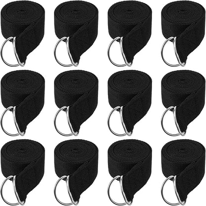 12 Pcs Yoga Strap 6Ft Exercise Stretch Bands for Flexibility with Adjustable Metal D Ring Buckle Loop Stretch Strap Non Elastic Yoga Belt Yoga Exercise Adjustable Straps for Pilates