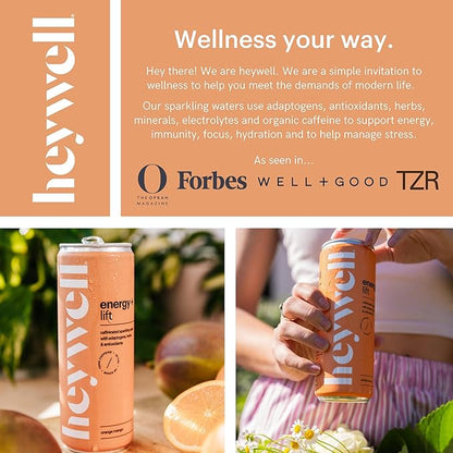 Heywell Sparkling Adaptogenic, Lift Variety Pack, 12 Fluid Ounce (Pack of 12) - Organic, Non GMO, Vegan, Gluten Free, Dairy Free