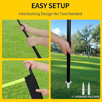 20FT Outdoor Volleyball Net Set System for Backyard Beach with Anti-Sagging Net, Iron Adjustable Height Poles, Soft PU Volleyball and Pump, Carry Bag - Instant Set Up & Durable