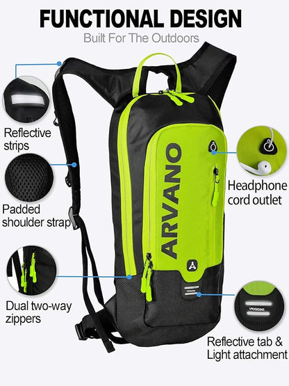 Hydration Backpack, Lightweight Hydration Pack with 2L Water Bladder, 6L Water Backpack for Men Women Cycling, Hiking, Mountain Biking, Skiing