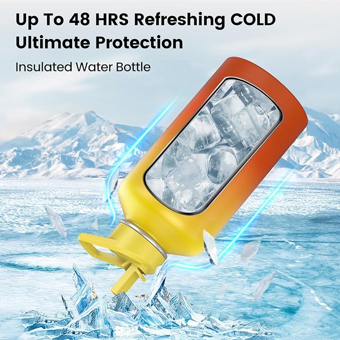 Insulated Water Bottle 40 oz, Triple Wall Vacuum Stainless Steel(Cold for 48 Hrs),Leak Proof & BPA-Free,Simple Modern Water Bottle with Drink-Through Lid & Flip Straw for Sports & Travel, Sunset